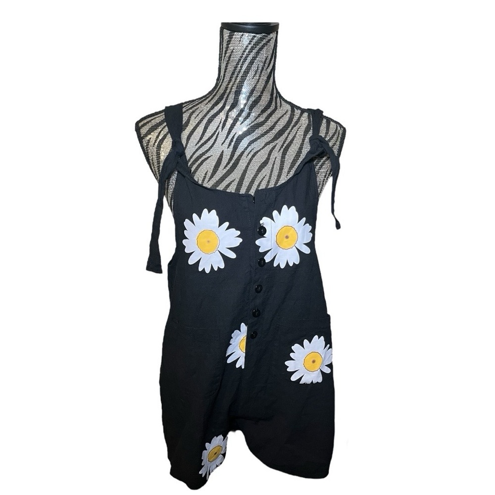 Daisy Flower Navy Blue Button Up Jumper